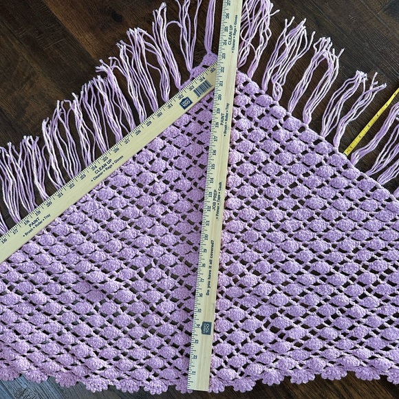 Pink Mauve Crochet Shawl handmade 36” each side 6” fringe - Picture 8 of 14